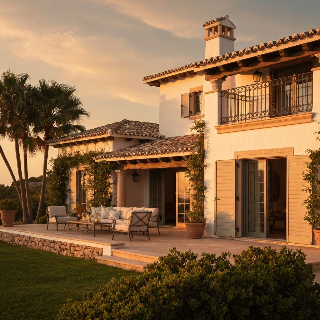 Villa bahçesi gün batımı